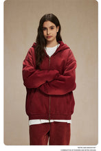 Lade das Bild in den Galerie-Viewer, ZODF  Retro  Men Spray-Dyed Zipper Hoodies Unisex
