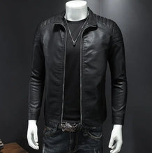 Load image into Gallery viewer, Trendy Men Slim Moto Leather Jackets Coats New Fashion Man Spring Autumn PU Leather Coats Male Solid Casual Thin Leather Coats
