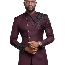 Load image into Gallery viewer, Men Suits 2 Pieces Jacket Pants Skinny Fashion Beaded Groom Wedding Tuxedos

