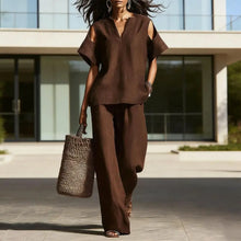 Load image into Gallery viewer, Women Two-piece Suit Summer Women's Set, Women's Short Sleeved Fashion Casual Pants Two-piece Set Versatile Women Clothing
