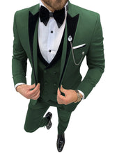 Load image into Gallery viewer, Mens Suits Wave Point Three Pieces Men Dress Suits Casual Commuter Office Business Suits for Wedding (Blazer+Vest+Pants)
