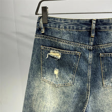 Load image into Gallery viewer, Mens Ripped Baggy Distressed Denim Straight Leg Patchwork Oversized  Jeans
