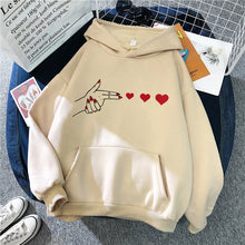 Load image into Gallery viewer, Funny Heart Pattern Printed Kangaroo Pocket Hoodies 90s Casual Sweatshirts Graphic Y2k Hooded Women's Gothic Streetwear Clothes
