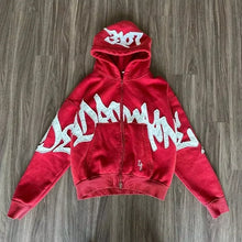 Load image into Gallery viewer, American Y2K New Hip Hop Trend Zipper Hoodie Women Street Casual Loose Joker Vintage Sweatshirt Unisex Fleece Padded Warm Hoodie
