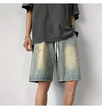 Load image into Gallery viewer, Embroidered Denim Shorts Men's Summer American Retro Street Five-point Pants Trendy Brand Trendy Loose

