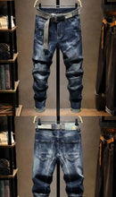 Load image into Gallery viewer, Slim Fit Denim Scratched Details and Pencil Jeans
