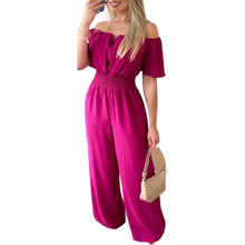 Load image into Gallery viewer, 2026 Jumpsuits for Women Summer Fashion Off Shoulder Casual Short Sleeve Wide Leg Rompers Sexy Slim Ladies Overalls Streetwear
