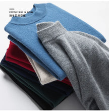 Load image into Gallery viewer, Men's Mock Neck 100% Pure Woolen Sweaters Autumn Winter Warm Cashmere Sweater Solid Knitted Pullovers for Men Slim Knitwear Tops
