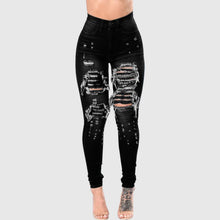 Lade das Bild in den Galerie-Viewer, High Waist Ripped Jeans for Women Skinny Black
