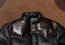 Load image into Gallery viewer, YR-Original Thick Leather Winter Jacket, Vintage Style, Heavy Real Cowhide Coat, 400g Duck Down Cloth, Quality Wholesales
