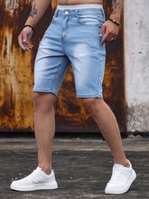 Load image into Gallery viewer, Men's  Shorts Strecth Washed Vintage Distressed Pockets Button Basics Shorts
