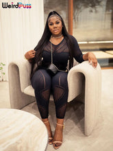 Cargar imagen en el visor de la galería, Weird Puss See Through  Long Sleeve Hollow Out  Jumpsuit

