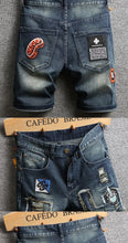 Load image into Gallery viewer, Summer New Fashion Trend Printed Straight Leg Sports Retro Jeans Men's Loose Large Size Comfortable High Quality Shorts 28-36
