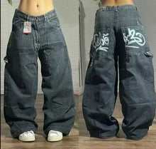 Load image into Gallery viewer, American Street Fashion Trend Gothic Print Loose Jeans Men Harajuku Y2K New Hip Hop Joker Oversized Wide-leg Pants Unisex Jeans
