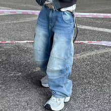画像をギャラリービューアに読み込む, Profile Pleated BAGGY Washed White Blue Jeans
