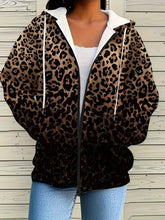 Lade das Bild in den Galerie-Viewer, Retro V-Neck Sweatshirt with Front Zipper Closure, Long Sleeve &amp; Pockets
