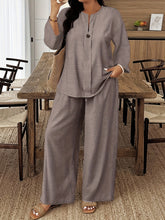 画像をギャラリービューアに読み込む, Plus Size Women's Casual Long-Sleeved Shirt And Loose Pants
