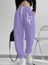 Lade das Bild in den Galerie-Viewer, Plus Size Casual Love Print Hoodie &amp; Sweatpants Two-Piece Set
