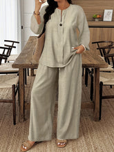 画像をギャラリービューアに読み込む, Plus Size Women's Casual Long-Sleeved Shirt And Loose Pants
