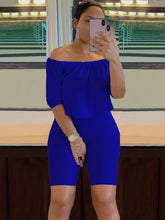 Cargar imagen en el visor de la galería, , Off Shoulder Short Sleeve Tops &amp; Slim Shorts Set
