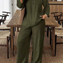 画像をギャラリービューアに読み込む, Plus Size Women's Casual Long-Sleeved Shirt And Loose Pants
