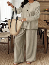 画像をギャラリービューアに読み込む, Plus Size Women's Casual Long-Sleeved Shirt And Loose Pants
