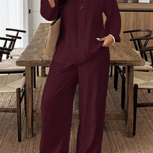 画像をギャラリービューアに読み込む, Plus Size Women's Casual Long-Sleeved Shirt And Loose Pants
