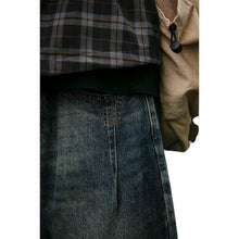 Load image into Gallery viewer, SHADOW FASHION CLOTHING men's vintage-wash blue denim cargo pants with unique cross-stitch detail and loose fit
