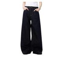 Load image into Gallery viewer, SHADOW FASHION CLOTHING IEFB men's loose-fit wide-leg denim jeans in dark blue cotton with a casual straight cut
